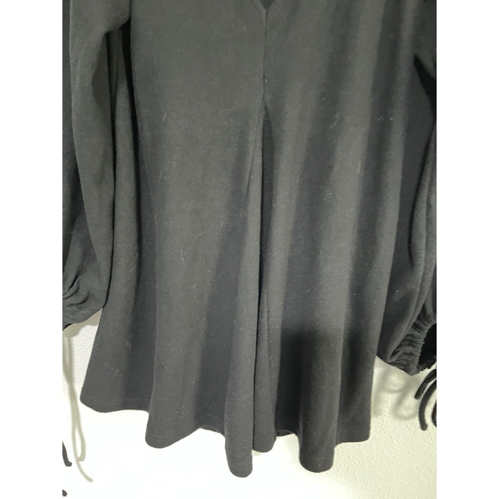 ASOS Design Women's Sweater Mini Dress V Neck Tie Bow Cuff Pleated Long Sleeve - Picture 5 of 6